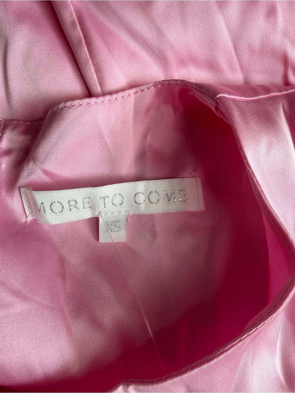 REVOLVE MORE TO COME PINK SATIN FEATHER TRIM CROP TOP XS - Picture 9 of 9